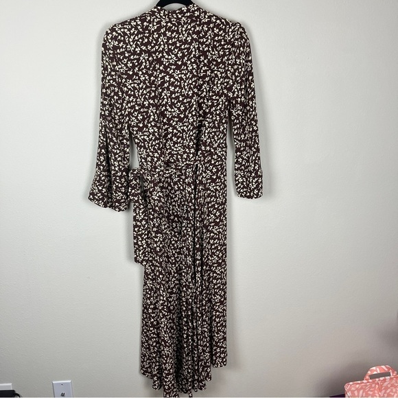 Ganni Printed Crepe Wrap Dress Decadent Chocolate - Picture 4 of 12